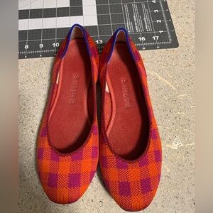 Rothy's The Square Pomegranate Gingham Ballet Flat Shoes Womens Size 6